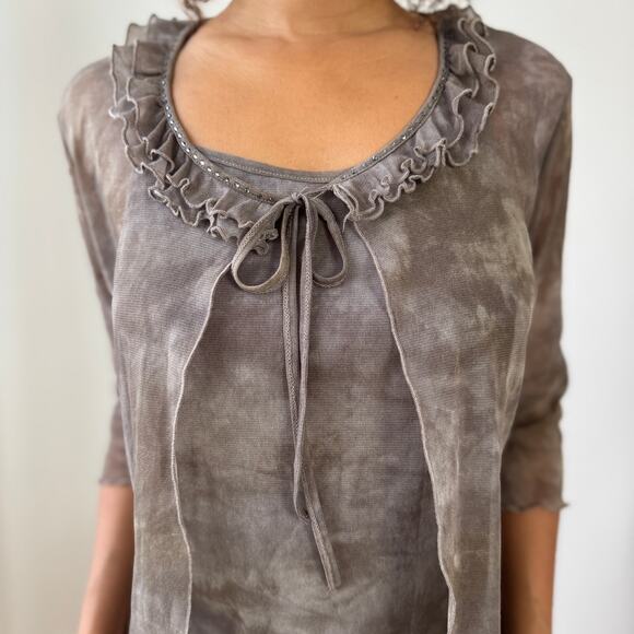 Italian Vintage Viscose Ruffle Twinset Top (M/L) - Picture 5 of 10